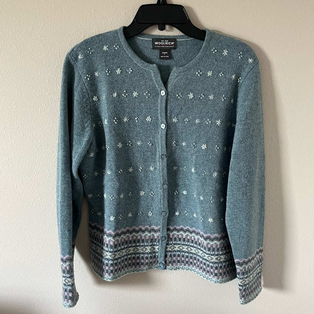 Woolrich 100% Lambs Wool Button Up Cardigan